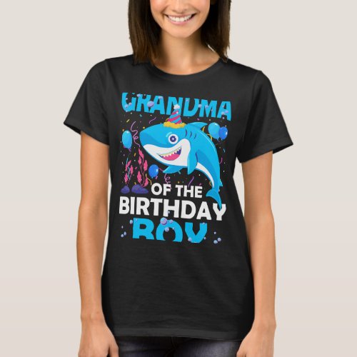 Grandma of The Birthday Boy Shark Ocean Matching F T_Shirt