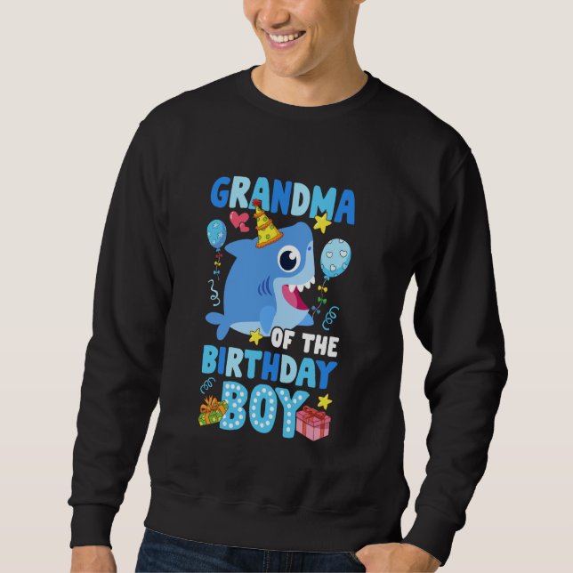 Grandma Of The Birthday Boy Shark Ocean Theme Fami Sweatshirt (Front)