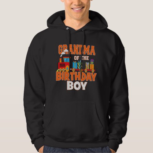 Grandma Of The Birthday Boy Train Lover Bday Party Hoodie