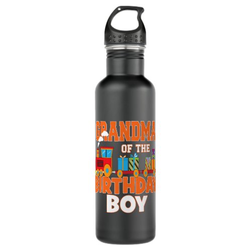 Grandma Of The Birthday Boy Train Lover Bday Party Stainless Steel Water Bottle