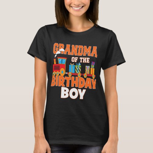 Grandma Of The Birthday Boy Train Lover Bday Party T_Shirt