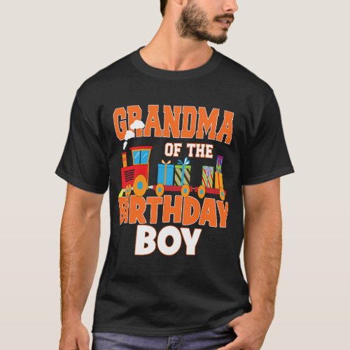 Grandma Of The Birthday Boy Train Lover Bday Party T_Shirt