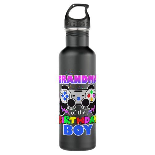 Grandma of the Birthday Boy Video Game Gamer Grand Stainless Steel Water Bottle