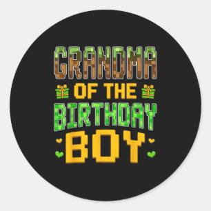 Grandma Of The Birthday Boy Video Gamer Birthday P Classic Round Sticker