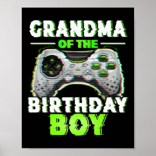 Grandma Of The Birthday Boy Video Gamer Matching F Poster