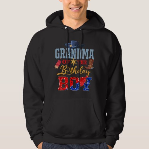 Grandma of the Birthday Boy Western Cowboy Bday Fa Hoodie