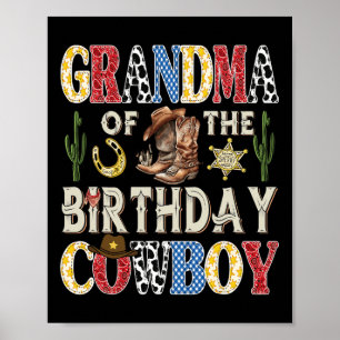 Grandma Of The Birthday Cowboy Rodeo Western Poster