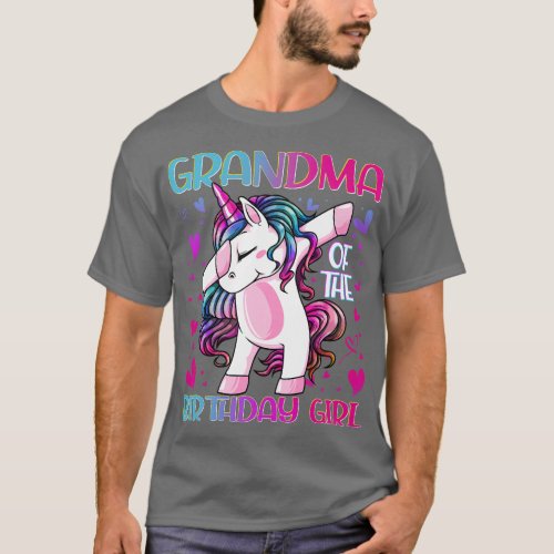Grandma of the Birthday Girl Dabbing Unicorn Grand T_Shirt