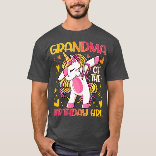 Grandma of the Birthday Girl Dabbing Unicorn Grand T_Shirt