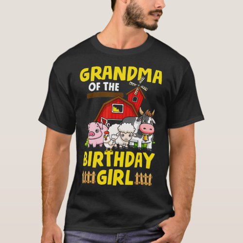 Grandma Of The Birthday Girl Farm Animals Party T_Shirt