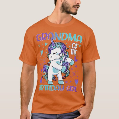 Grandma of the Birthday Girl Flossing Unicorn Gran T_Shirt