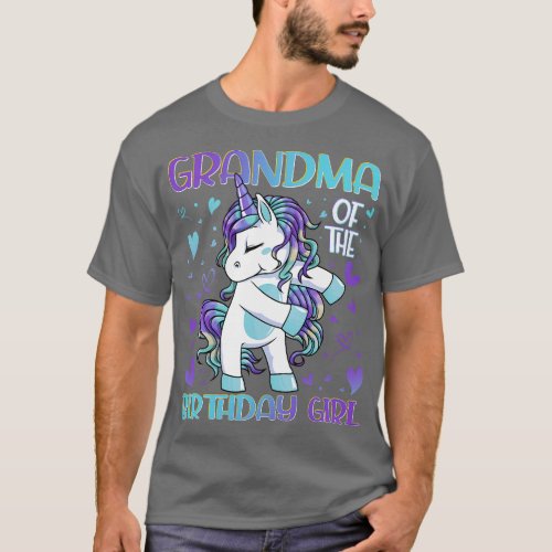Grandma of the Birthday Girl Flossing Unicorn Gran T_Shirt