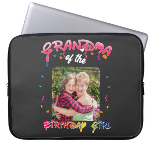 Grandma of the Birthday Girl Personalized Birthday Laptop Sleeve