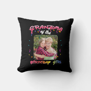 Grandma of the Birthday Girl Personalized Birthday Throw Pillow