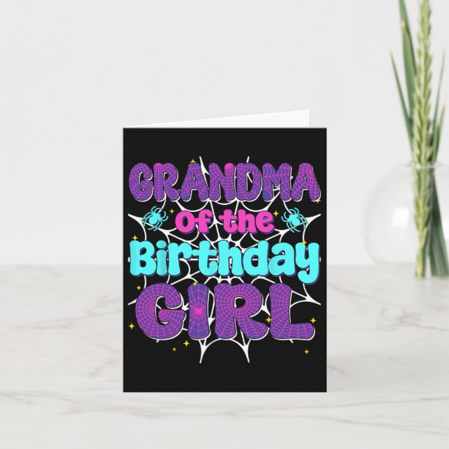 Grandma Of The Birthday Girl Spider Web Family Par Card (Front)