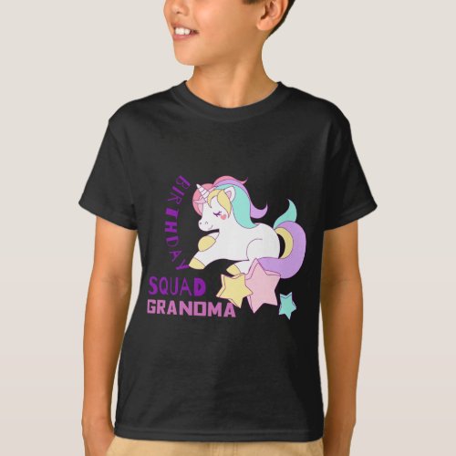 Grandma Of The Birthday Girl Unicorn Party Squad T_Shirt
