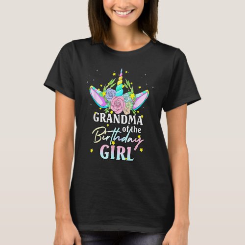 Grandma Of The Birthday Girl Unicorn Rainbow Match T_Shirt