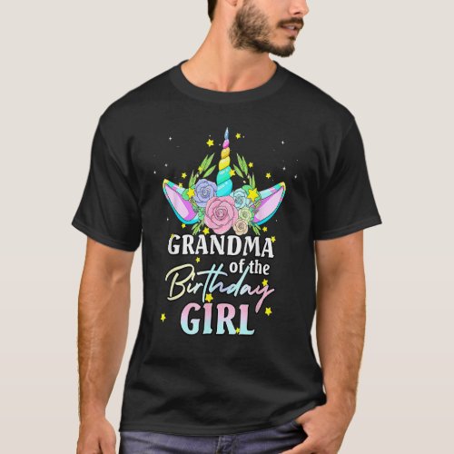 Grandma Of The Birthday Girl Unicorn Rainbow Match T_Shirt