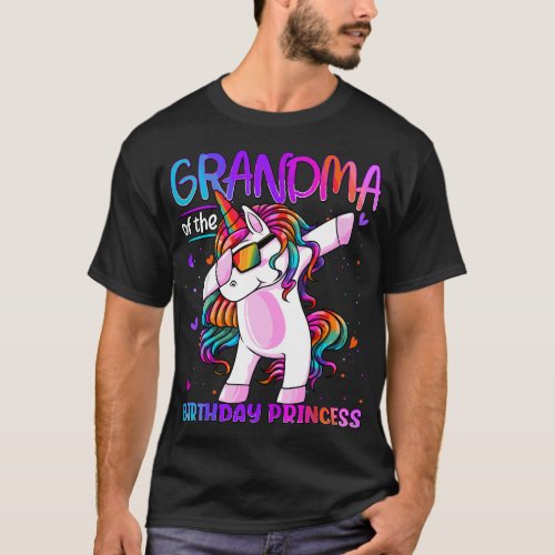 Grandma of the Birthday Princess Dabbing Unicorn G T_Shirt