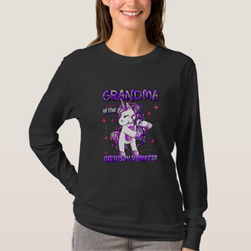 Grandma Of The Birthday Princess Flossing Unicorn  T_Shirt
