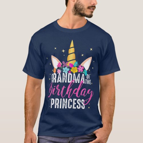 Grandma Of The Birthday Princess Gifts Unicorn T_Shirt