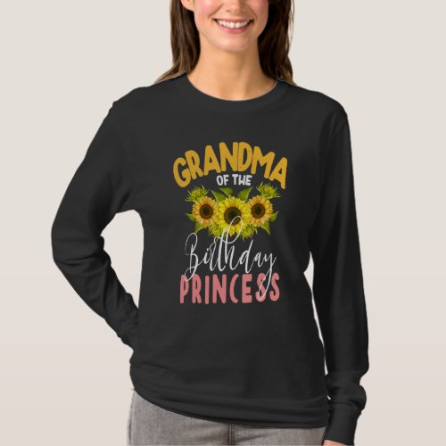 Grandma Of The Birthday Princess Sunflower Matchin T_Shirt