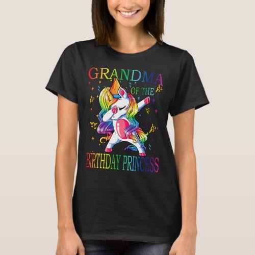 GRANDMA of the Birthday Princess Unicorn Girl T_Shirt