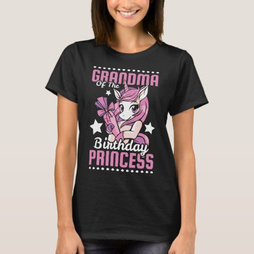Grandma Of The Birthday Princess Unicorn T_Shirt