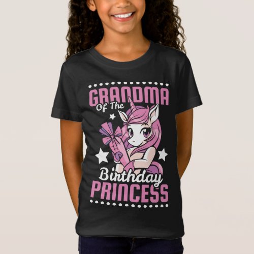 Grandma Of The Birthday Princess Unicorn T_Shirt