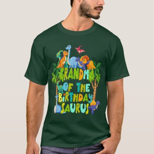 Grandma of the Birthday Saurus Rex Grandmother Din T_Shirt