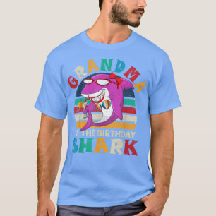 Grandma Of The Birthday Shark Funny Retro Grandma T-Shirt