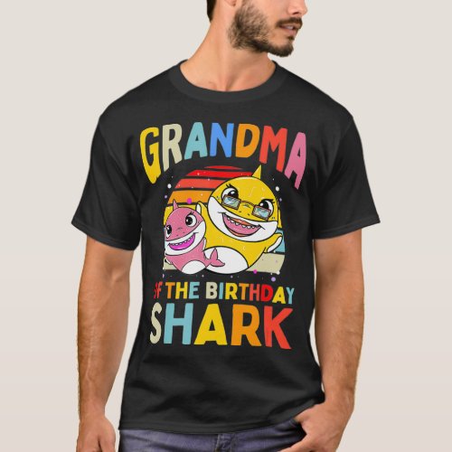 Grandma Of The Birthday Shark Nana Matching Family T_Shirt