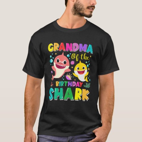 Grandma Of The Birthday Sharks Nana Gigi Matching T_Shirt