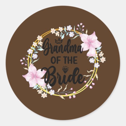 Grandma Of The Bride Bridal Shower Brides Classic Round Sticker
