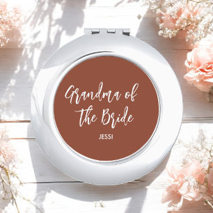 Grandma of the Bride Brown Terracotta Compact Mirror