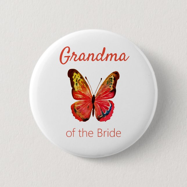 Grandma of the Bride Butterfly Button (Front)
