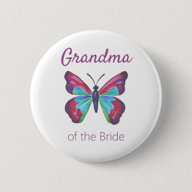 Grandma of the Bride Butterfly Button (Front)