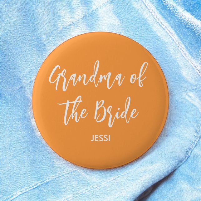Grandma of the Bride Orange Wedding Button (Creator Uploaded)