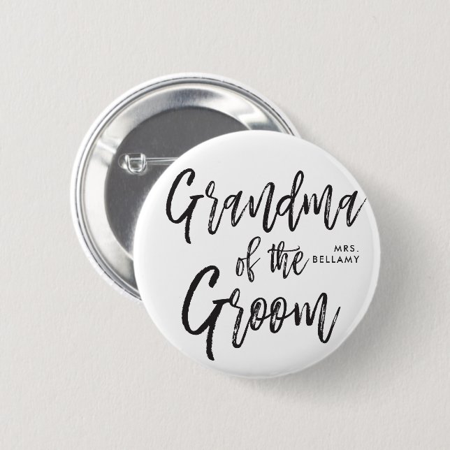 Grandma of the Groom | Script Style Custom Wedding Button (Front & Back)
