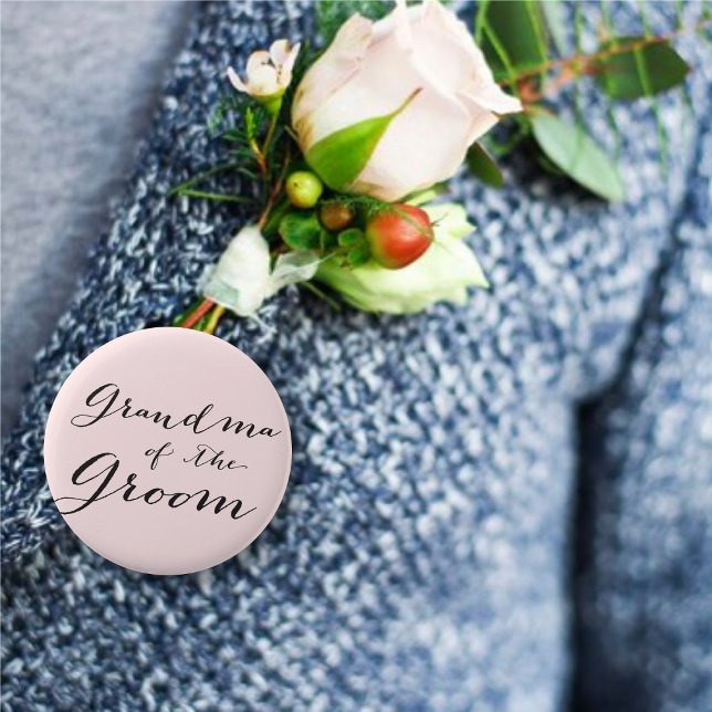 Grandma of the Groom Script Wedding Bridal Party Pinback Button (GRANDMA OF THE GROOM Classic Script Wedding Bridal Party Pinback Button @ fatfatin_blue_knot)