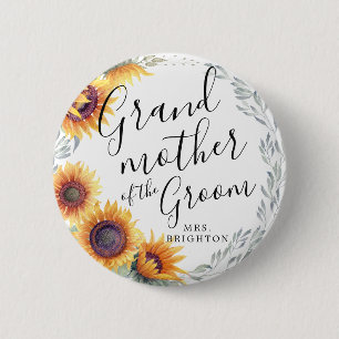 Grandma of the Groom   Sunflower Florals Wedding Button