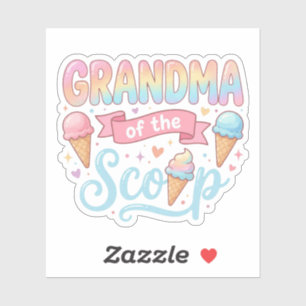Grandma Of The Scoop Ice Cream Gender Reveal Sticker