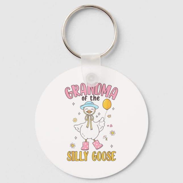 Grandma Of The Silly Goose First Birthday Family M Keychain (Front)
