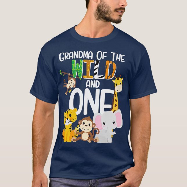 Grandma Of The Wild and One Zoo Theme Birthday T-Shirt (Front)