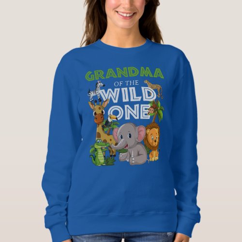 Grandma of the Wild One Zoo Birthday Safari Sweatshirt