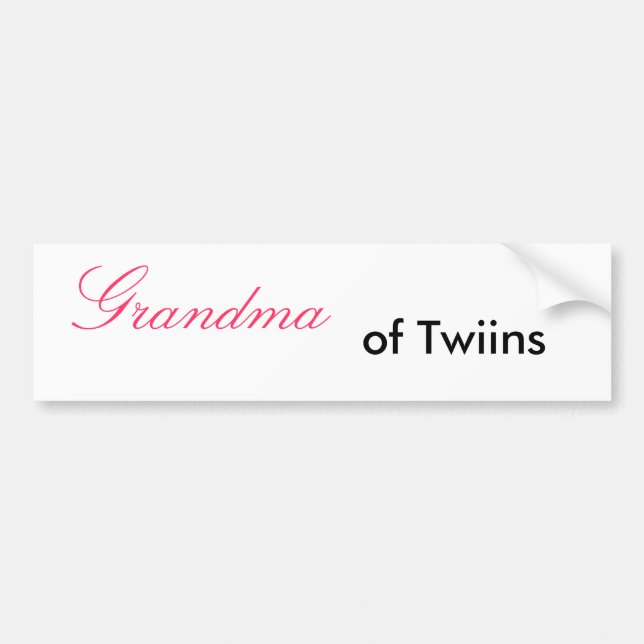 Grandma, of Twiins - Customized Bumper Sticker (Front)