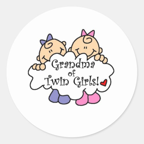 Grandma of Twin Girls Classic Round Sticker