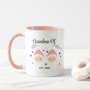 Grandma Of Twin Girls Established Pink & White Mug