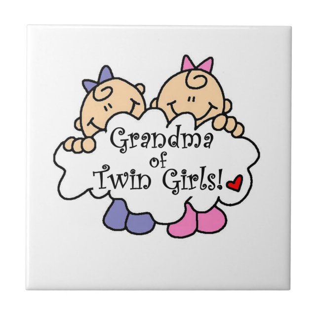 Grandma of Twin Girls Gifts Ceramic Tile (Front)