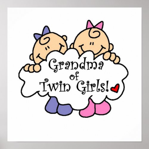 Grandma of Twin Girls Gifts Poster